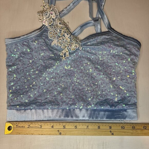 Weissman Dance Costume Girls L 2-Piece Blue Tutu Top Cinderella 9491 Sequins - Picture 15 of 16